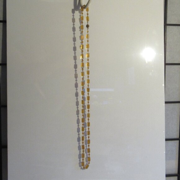 36" long, 1920s Art Deco Flapper necklace, Faceted Amber Glass, Crystal Necklace - Picture 4 of 10